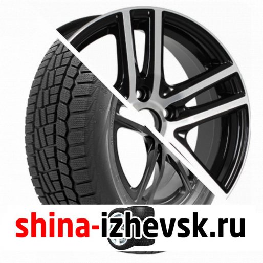 Колесо в сборе Viatti Brina зима (V-521) 185/65 R15 T 88 + Tech Line 529 6xR15 4×100 ET40 DIA60.1 Глянцевый черный с полированной лицевой частью в Ижевске